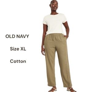 Old Navy High-Waisted Green Linen-Blend Straight Ankle Pants Women’s Size XL